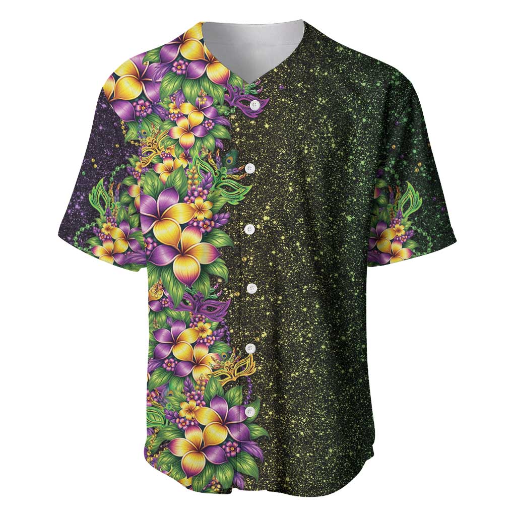 Hawaii Mardi Gras Baseball Jersey Tropical Flowers Glitter Style
