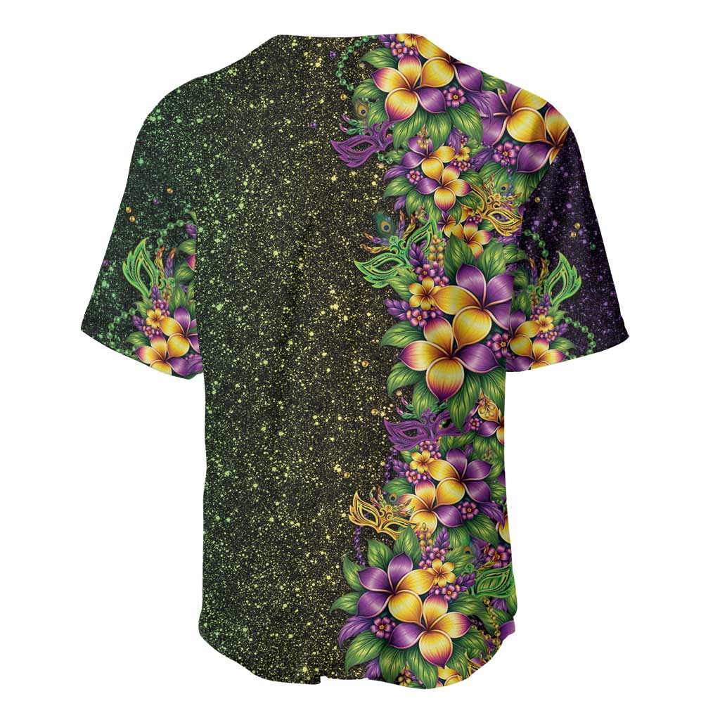 Hawaii Mardi Gras Baseball Jersey Tropical Flowers Glitter Style