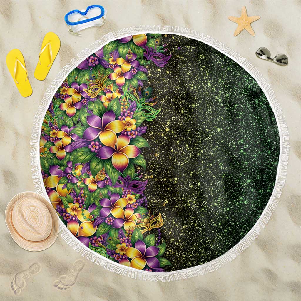 Hawaii Mardi Gras Beach Blanket Tropical Flowers Glitter Style