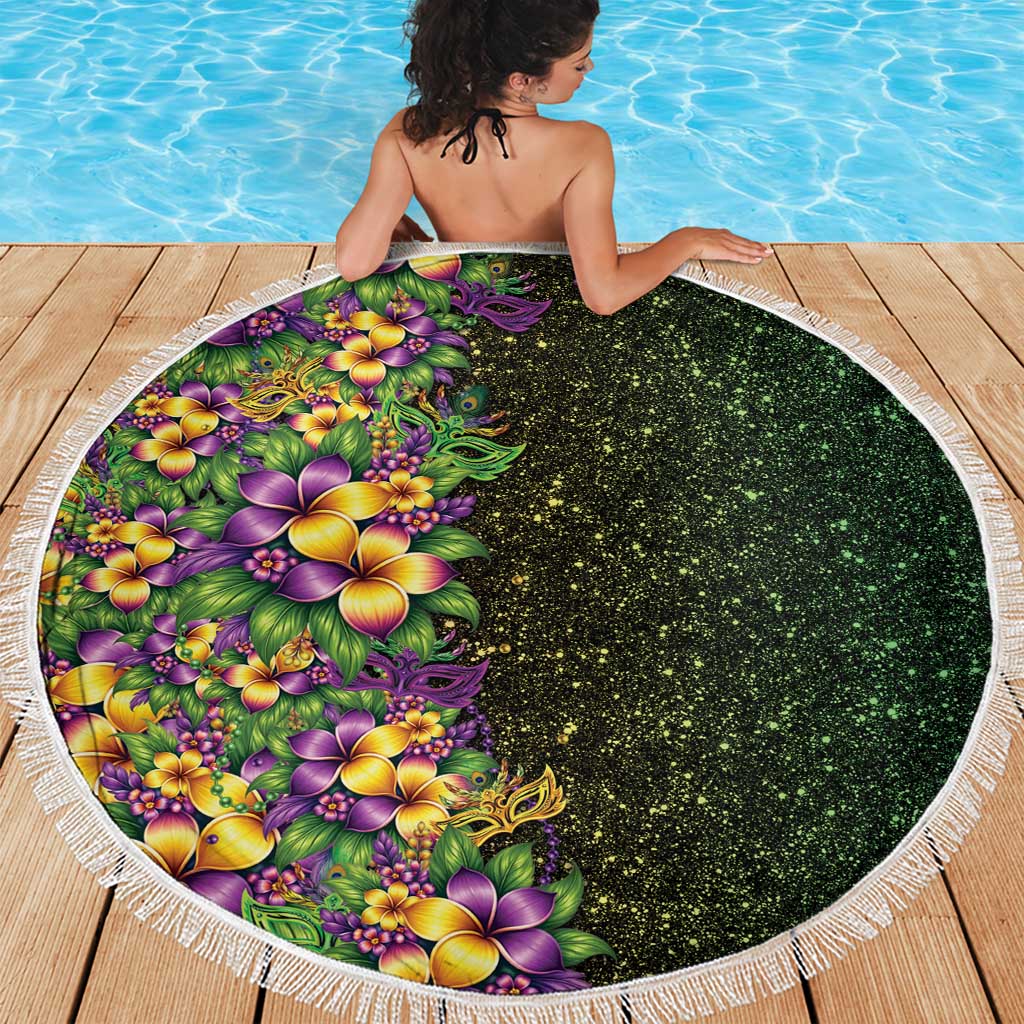 Hawaii Mardi Gras Beach Blanket Tropical Flowers Glitter Style
