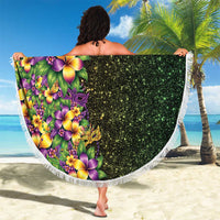 Hawaii Mardi Gras Beach Blanket Tropical Flowers Glitter Style