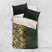 Hawaii Mardi Gras Bedding Set Tropical Flowers Glitter Style LT05 US Twin 172cm x 218cm Black - Polynesian Pride