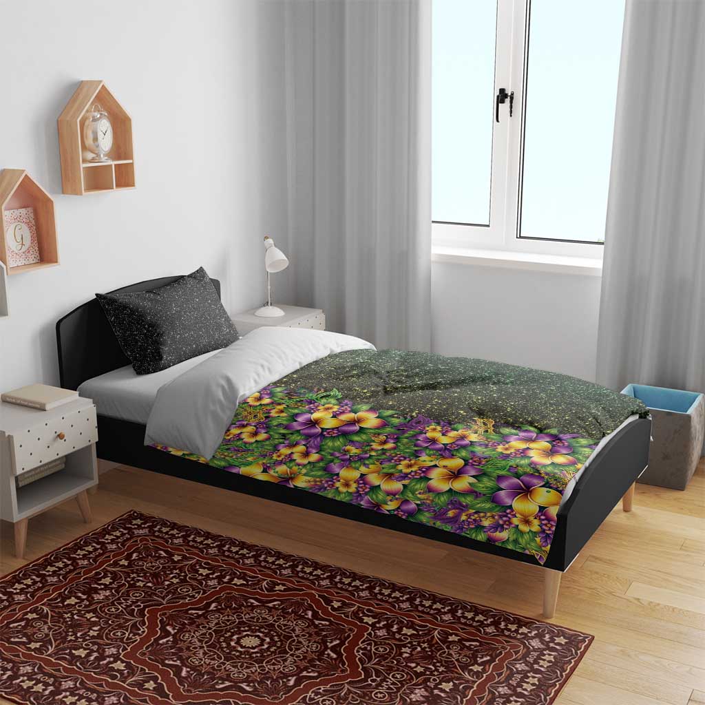 Hawaii Mardi Gras Bedding Set Tropical Flowers Glitter Style LT05 - Polynesian Pride