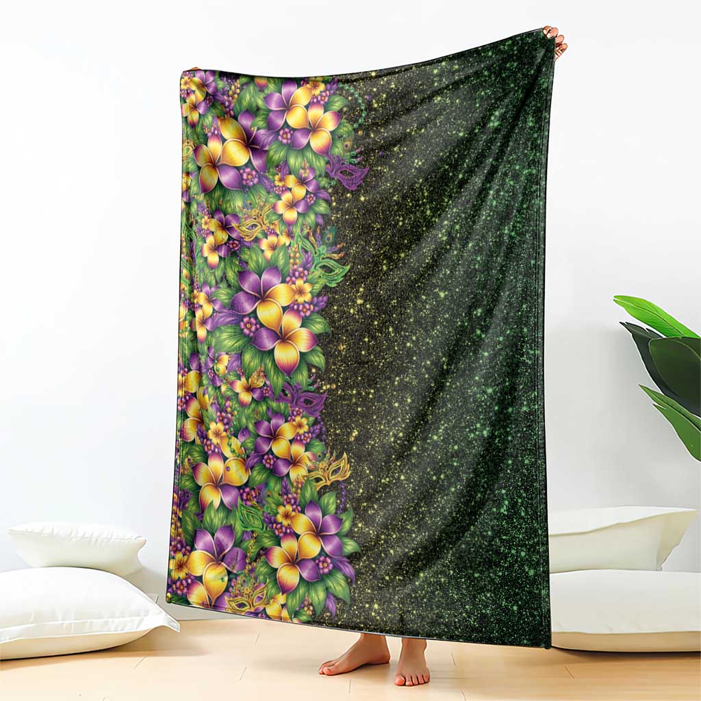 Hawaii Mardi Gras Blanket Tropical Flowers Glitter Style