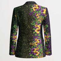Hawaii Mardi Gras Blazer Tropical Flowers Glitter Style