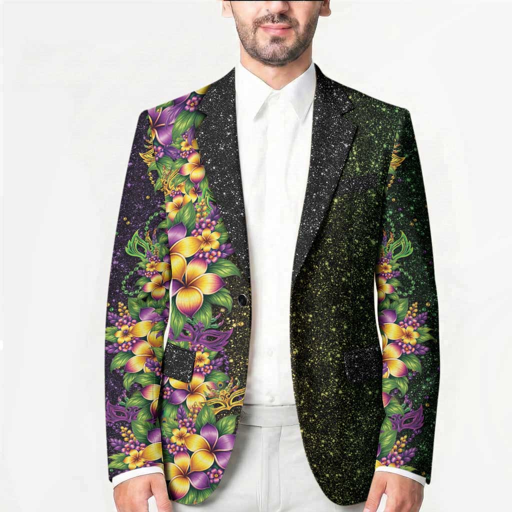 Hawaii Mardi Gras Blazer Tropical Flowers Glitter Style