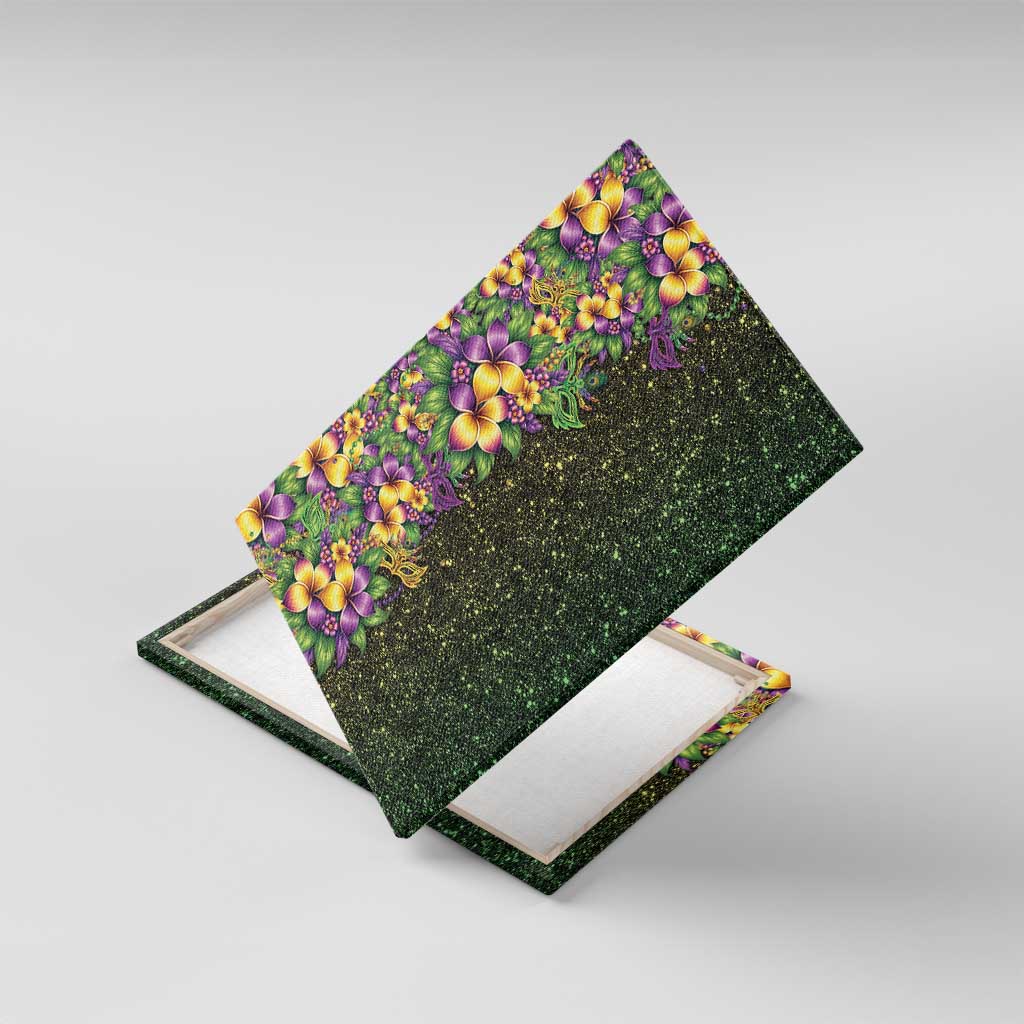 Hawaii Mardi Gras Canvas Wall Art Tropical Flowers Glitter Style