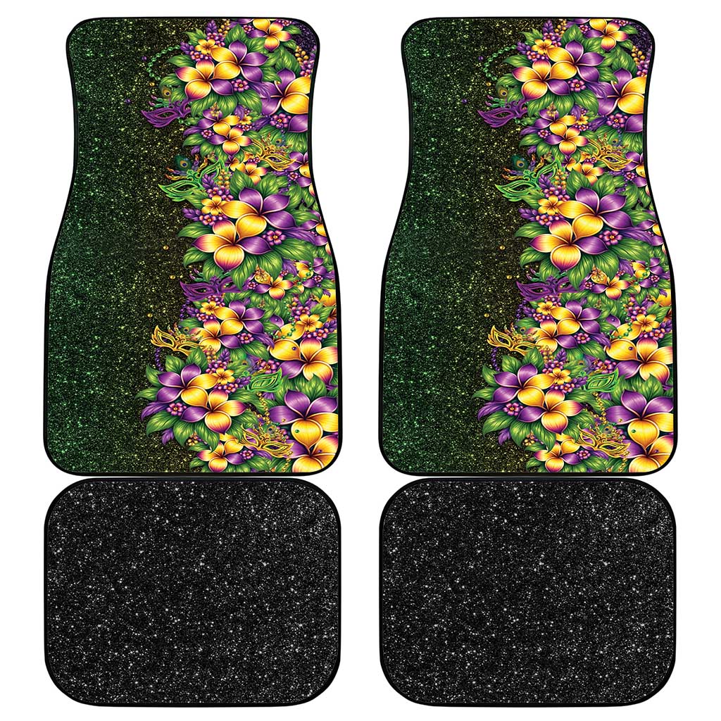 Hawaii Mardi Gras Car Mats Tropical Flowers Glitter Style