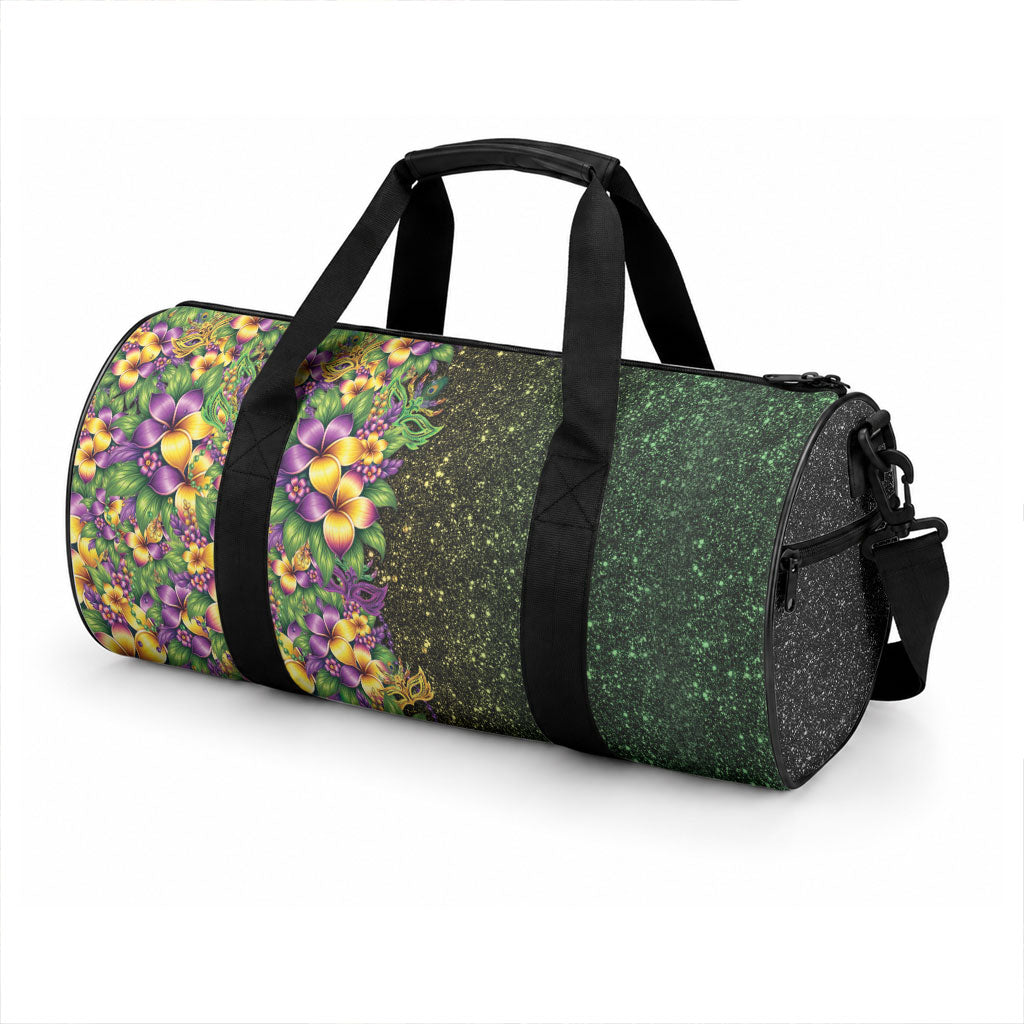Hawaii Mardi Gras Duffle Bag Tropical Flowers Glitter Style