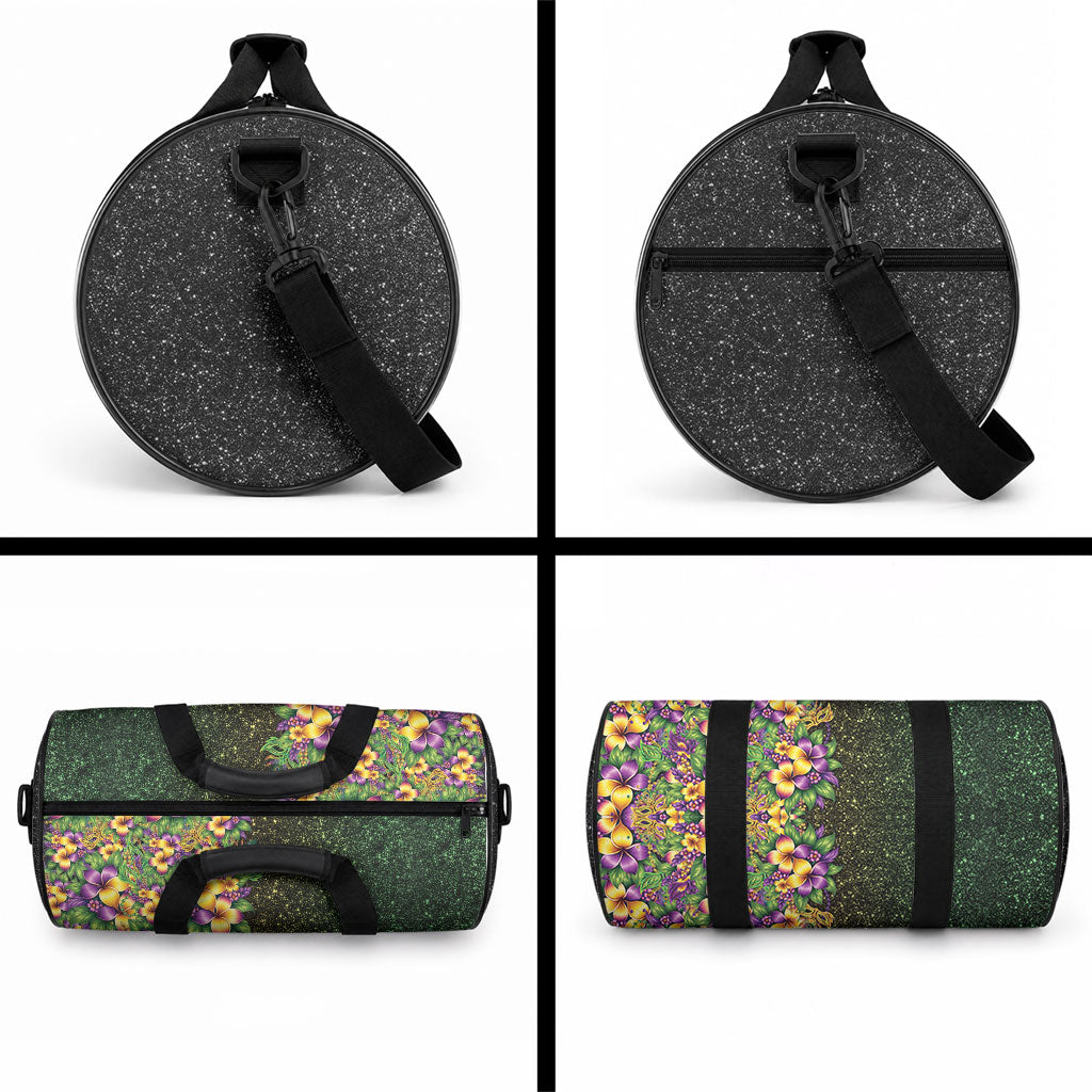 Hawaii Mardi Gras Duffle Bag Tropical Flowers Glitter Style