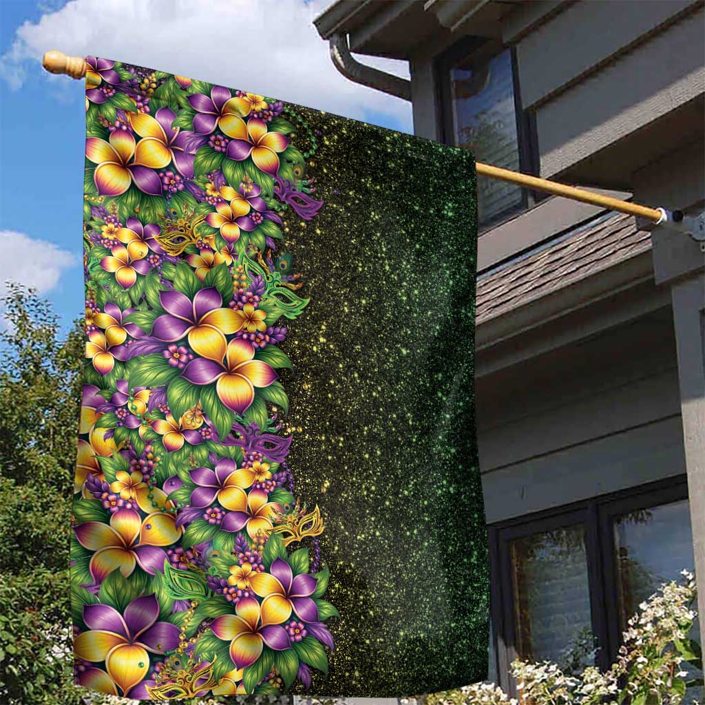Hawaii Mardi Gras Garden Flag Tropical Flowers Glitter Style
