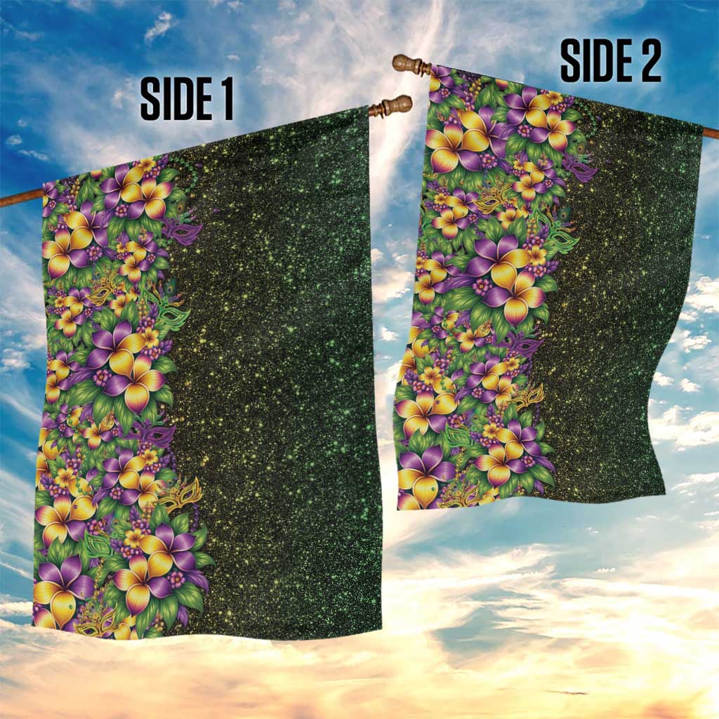 Hawaii Mardi Gras Garden Flag Tropical Flowers Glitter Style