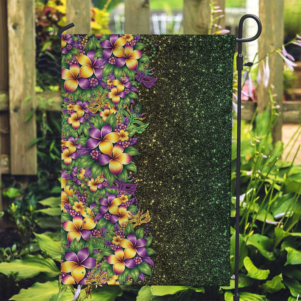 Hawaii Mardi Gras Garden Flag Tropical Flowers Glitter Style