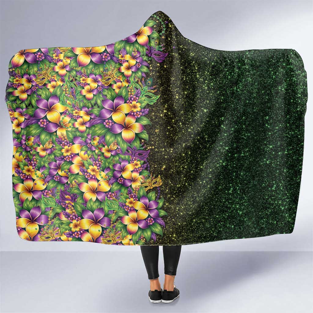 Hawaii Mardi Gras Hooded Blanket Tropical Flowers Glitter Style