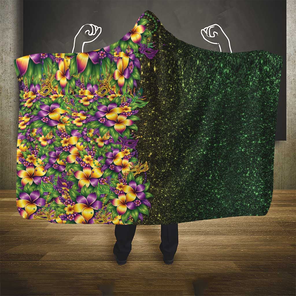 Hawaii Mardi Gras Hooded Blanket Tropical Flowers Glitter Style