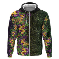 Hawaii Mardi Gras Hoodie Tropical Flowers Glitter Style