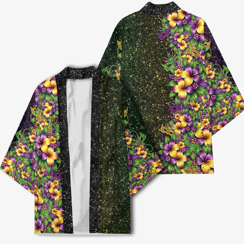 Hawaii Mardi Gras Kimono Tropical Flowers Glitter Style
