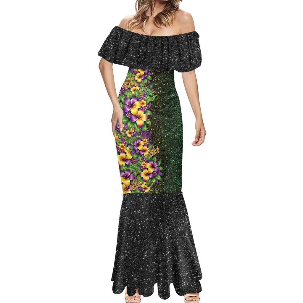Hawaii Mardi Gras Mermaid Dress Tropical Flowers Glitter Style