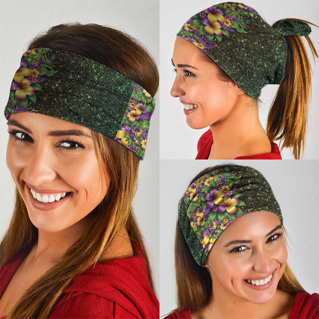 Hawaii Mardi Gras Neck Gaiter Tropical Flowers Glitter Style