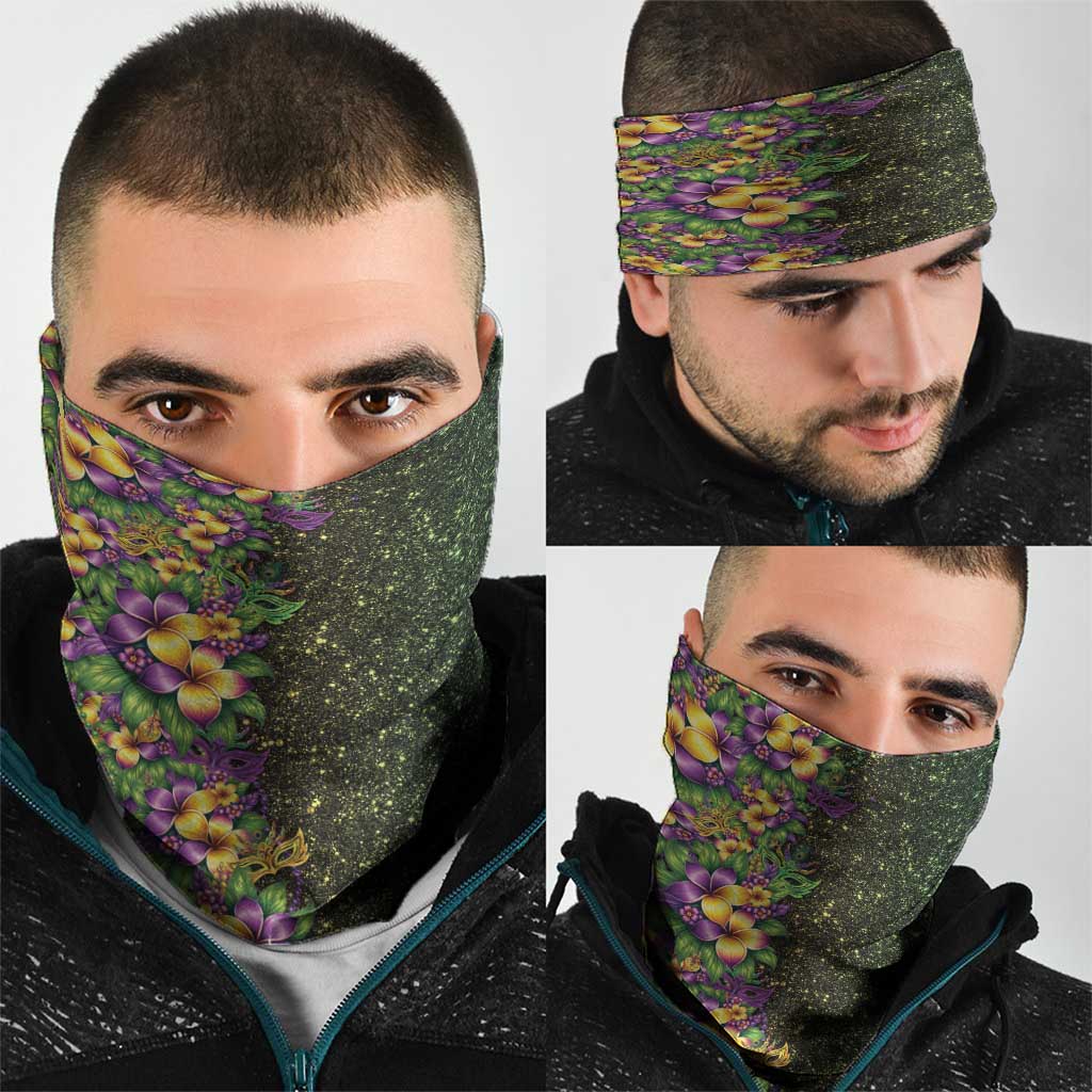 Hawaii Mardi Gras Neck Gaiter Tropical Flowers Glitter Style