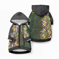 Hawaii Mardi Gras Pet Hoodie Tropical Flowers Glitter Style