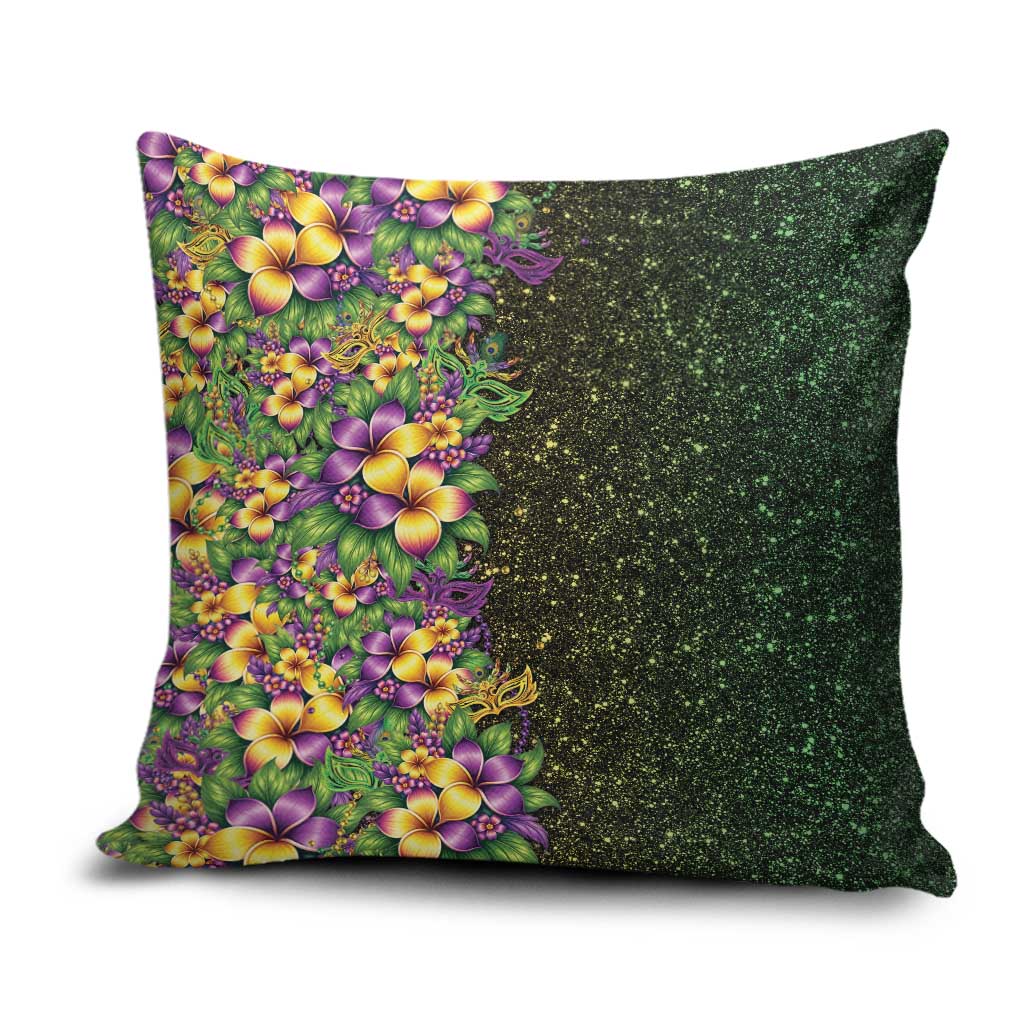 Hawaii Mardi Gras Pillow Cover Tropical Flowers Glitter Style LT05 Black - Polynesian Pride
