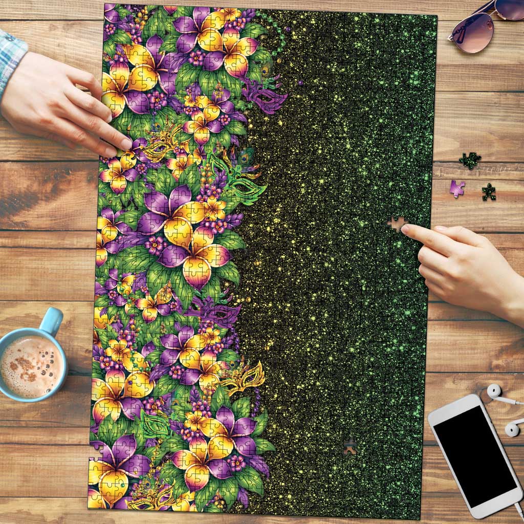 Hawaii Mardi Gras Puzzle Tropical Flowers Glitter Style LT05 Black - Polynesian Pride