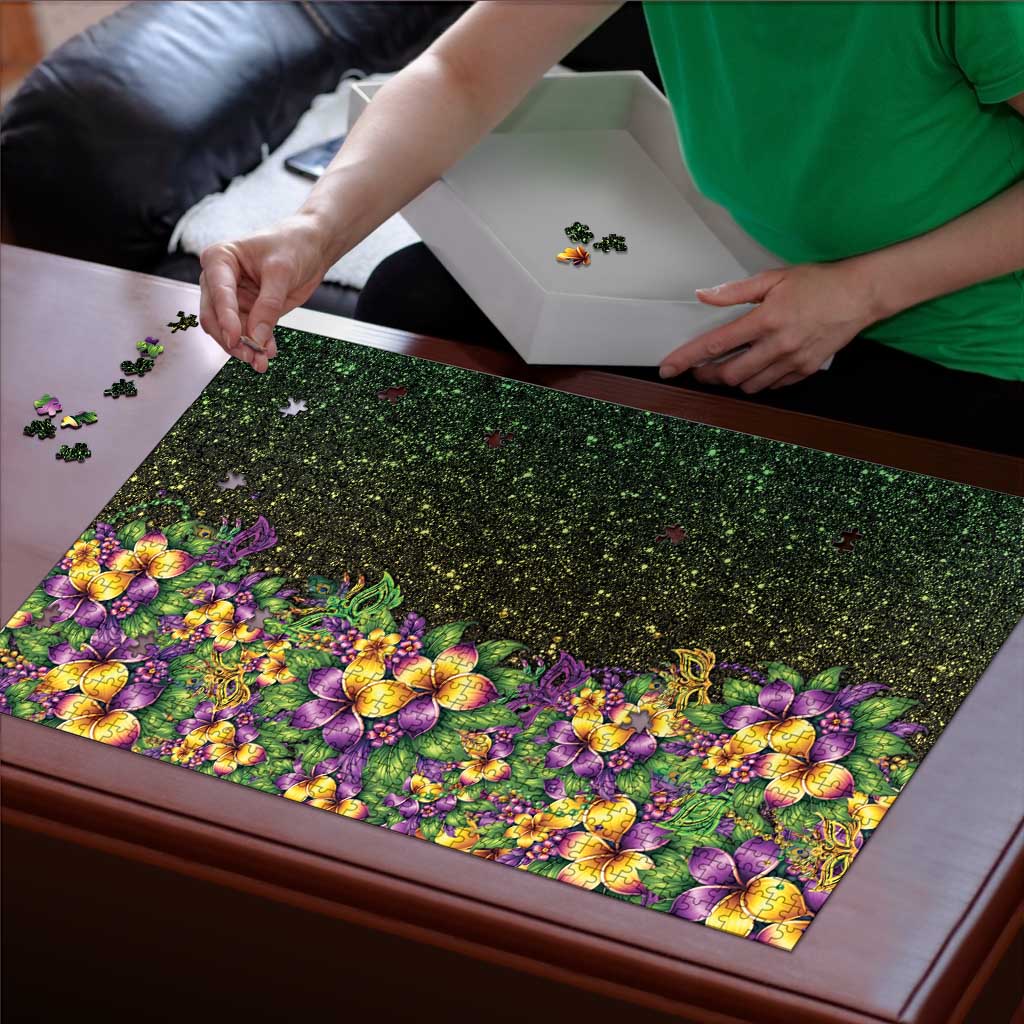 Hawaii Mardi Gras Puzzle Tropical Flowers Glitter Style