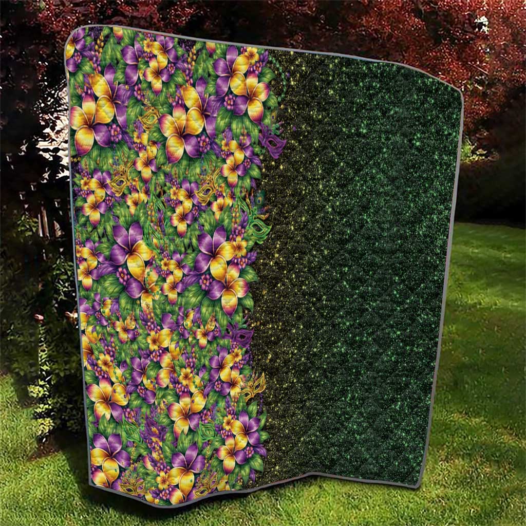 Hawaii Mardi Gras Quilt Tropical Flowers Glitter Style