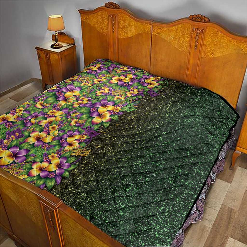 Hawaii Mardi Gras Quilt Tropical Flowers Glitter Style