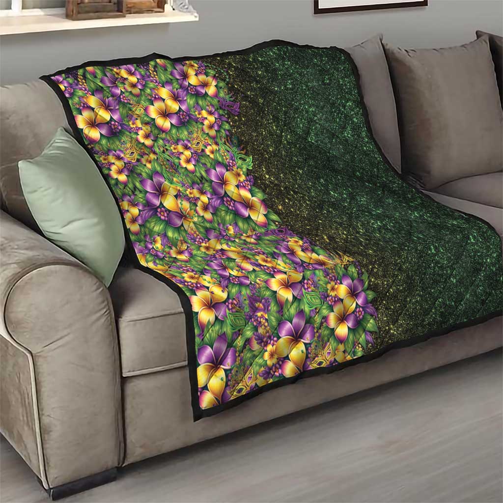 Hawaii Mardi Gras Quilt Tropical Flowers Glitter Style