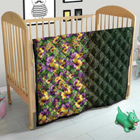 Hawaii Mardi Gras Quilt Tropical Flowers Glitter Style