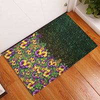 Hawaii Mardi Gras Rubber Doormat Tropical Flowers Glitter Style