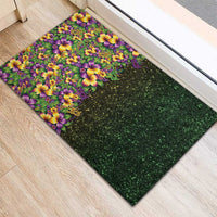 Hawaii Mardi Gras Rubber Doormat Tropical Flowers Glitter Style