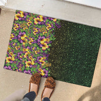 Hawaii Mardi Gras Rubber Doormat Tropical Flowers Glitter Style