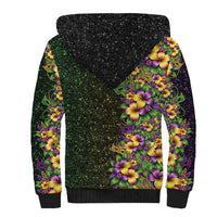 Hawaii Mardi Gras Sherpa Hoodie Tropical Flowers Glitter Style