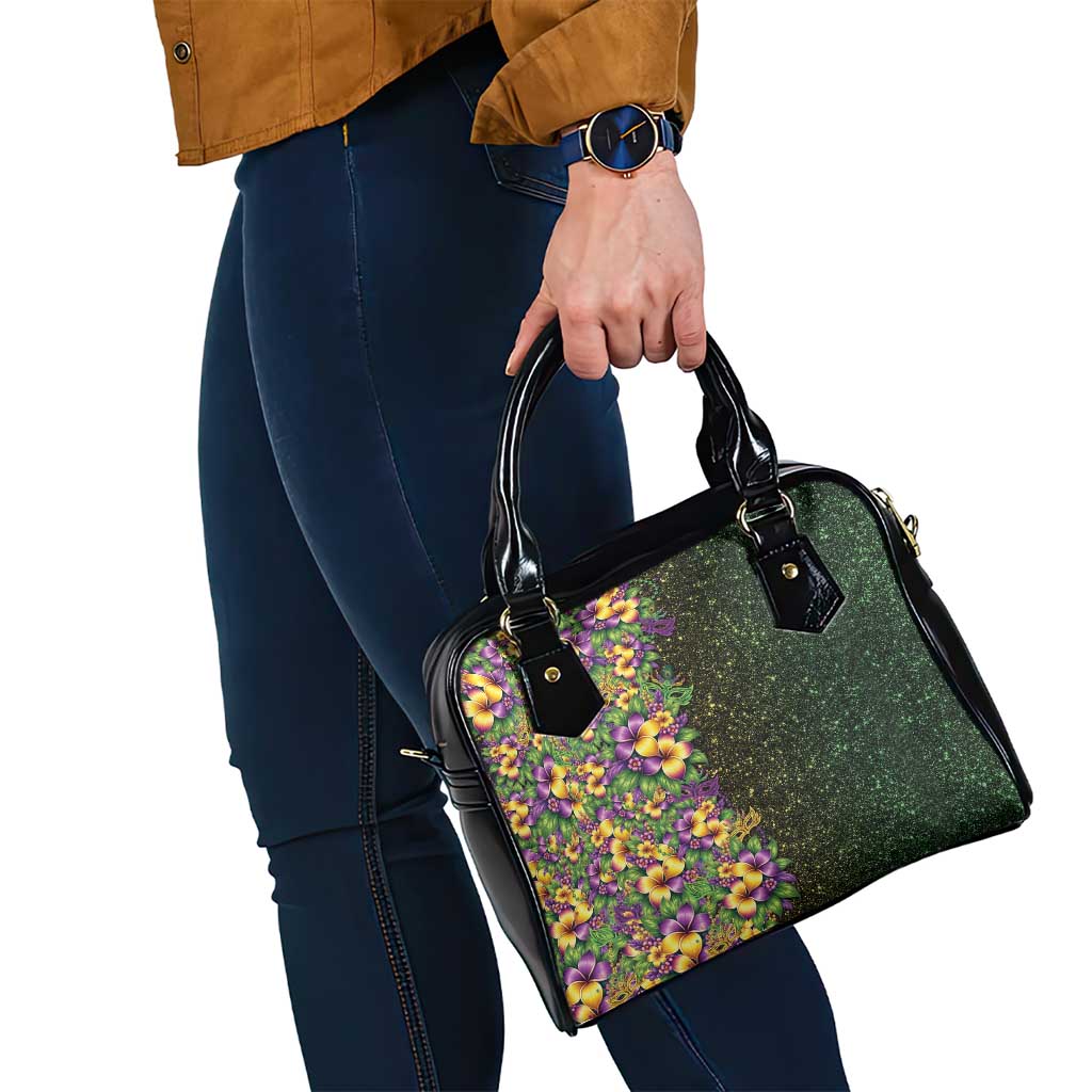 Hawaii Mardi Gras Shoulder Handbag Tropical Flowers Glitter Style