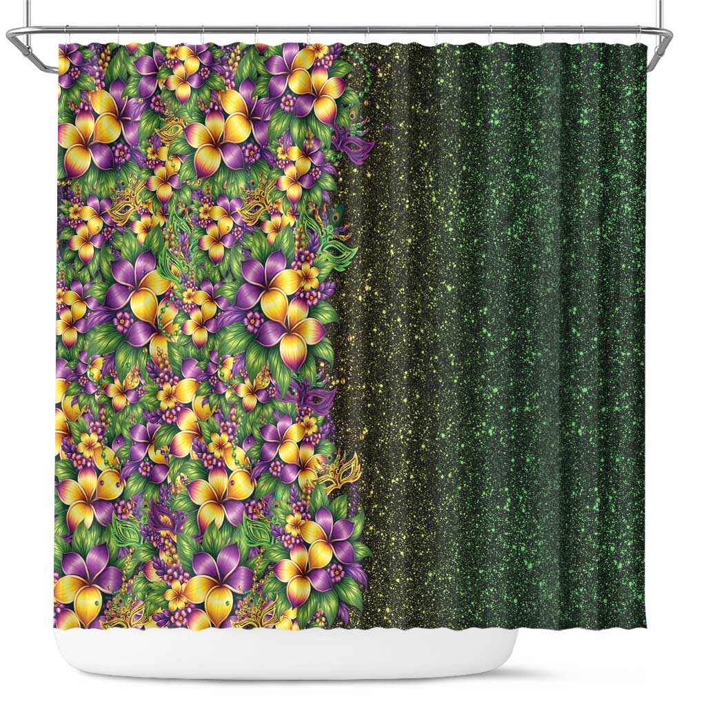 Hawaii Mardi Gras Shower Curtain Tropical Flowers Glitter Style