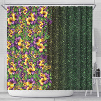 Hawaii Mardi Gras Shower Curtain Tropical Flowers Glitter Style