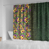 Hawaii Mardi Gras Shower Curtain Tropical Flowers Glitter Style