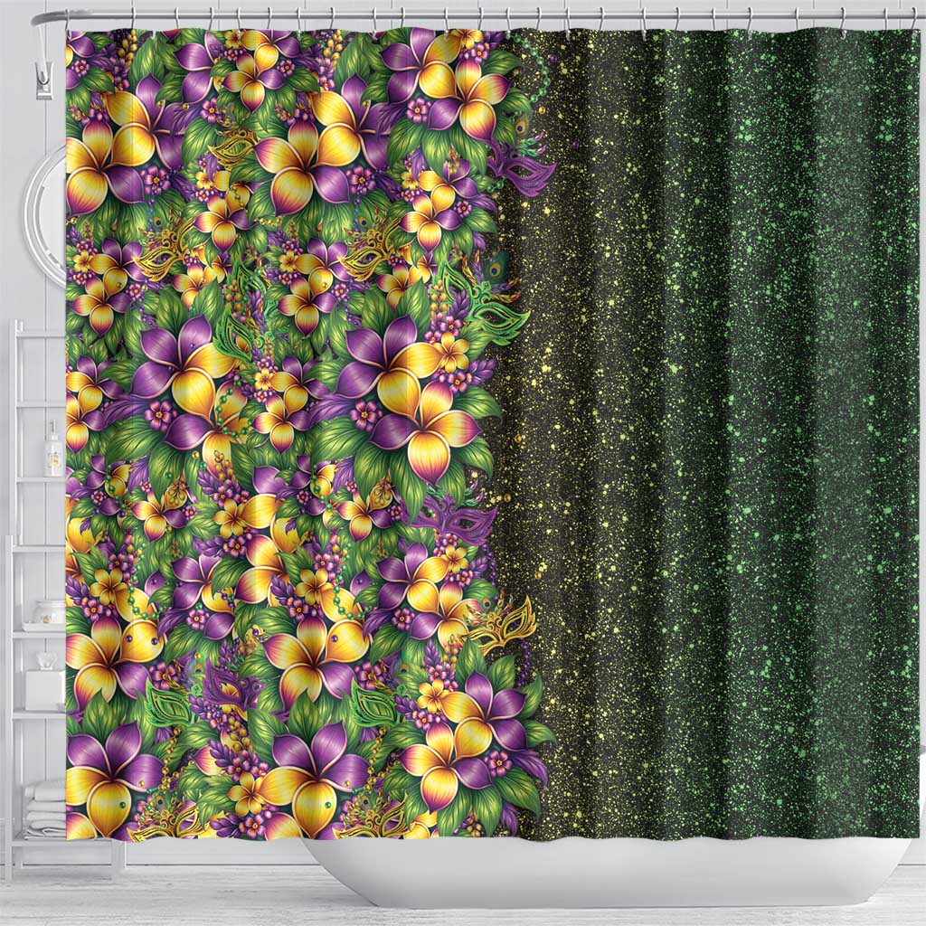 Hawaii Mardi Gras Shower Curtain Tropical Flowers Glitter Style