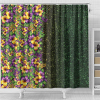 Hawaii Mardi Gras Shower Curtain Tropical Flowers Glitter Style