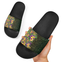 Hawaii Mardi Gras Slide Sandals Tropical Flowers Glitter Style