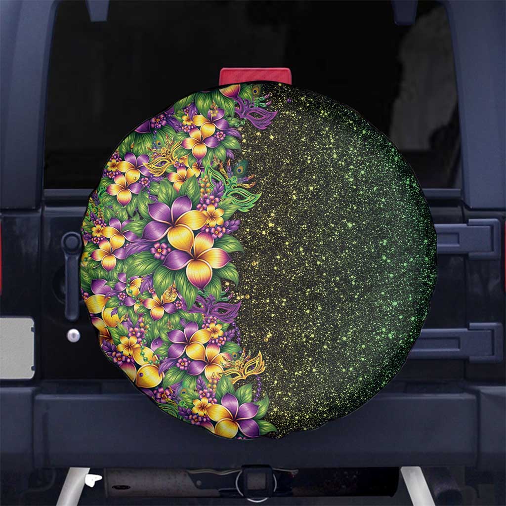 Hawaii Mardi Gras Spare Tire Cover Tropical Flowers Glitter Style