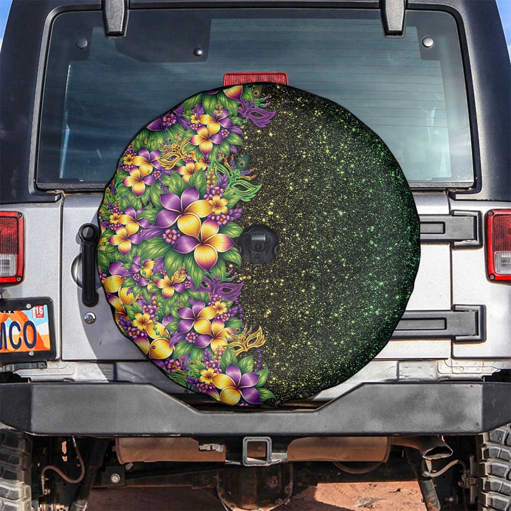 Hawaii Mardi Gras Spare Tire Cover Tropical Flowers Glitter Style