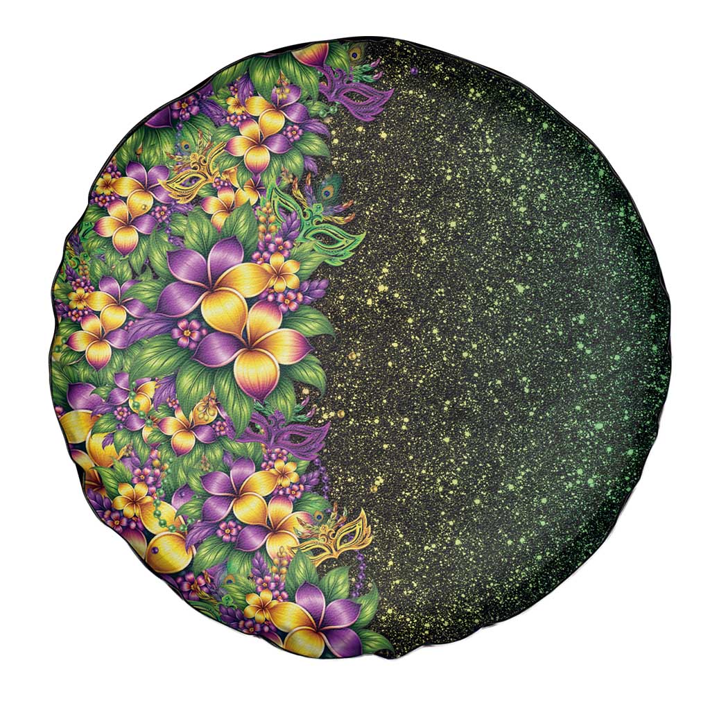 Hawaii Mardi Gras Spare Tire Cover Tropical Flowers Glitter Style