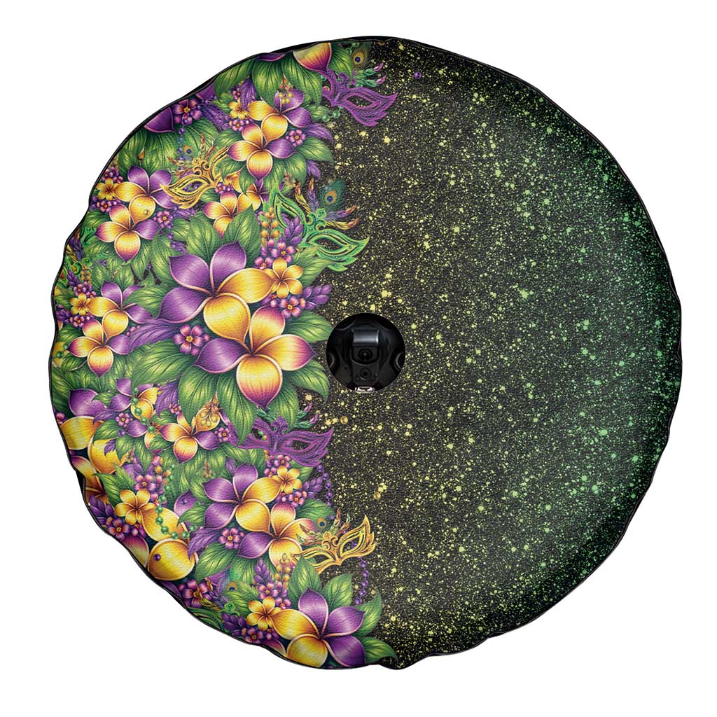 Hawaii Mardi Gras Spare Tire Cover Tropical Flowers Glitter Style