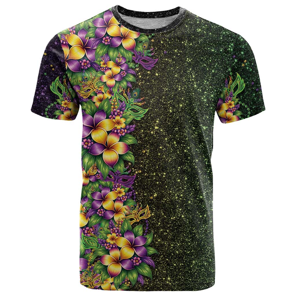 Hawaii Mardi Gras T Shirt Tropical Flowers Glitter Style