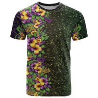 Hawaii Mardi Gras T Shirt Tropical Flowers Glitter Style