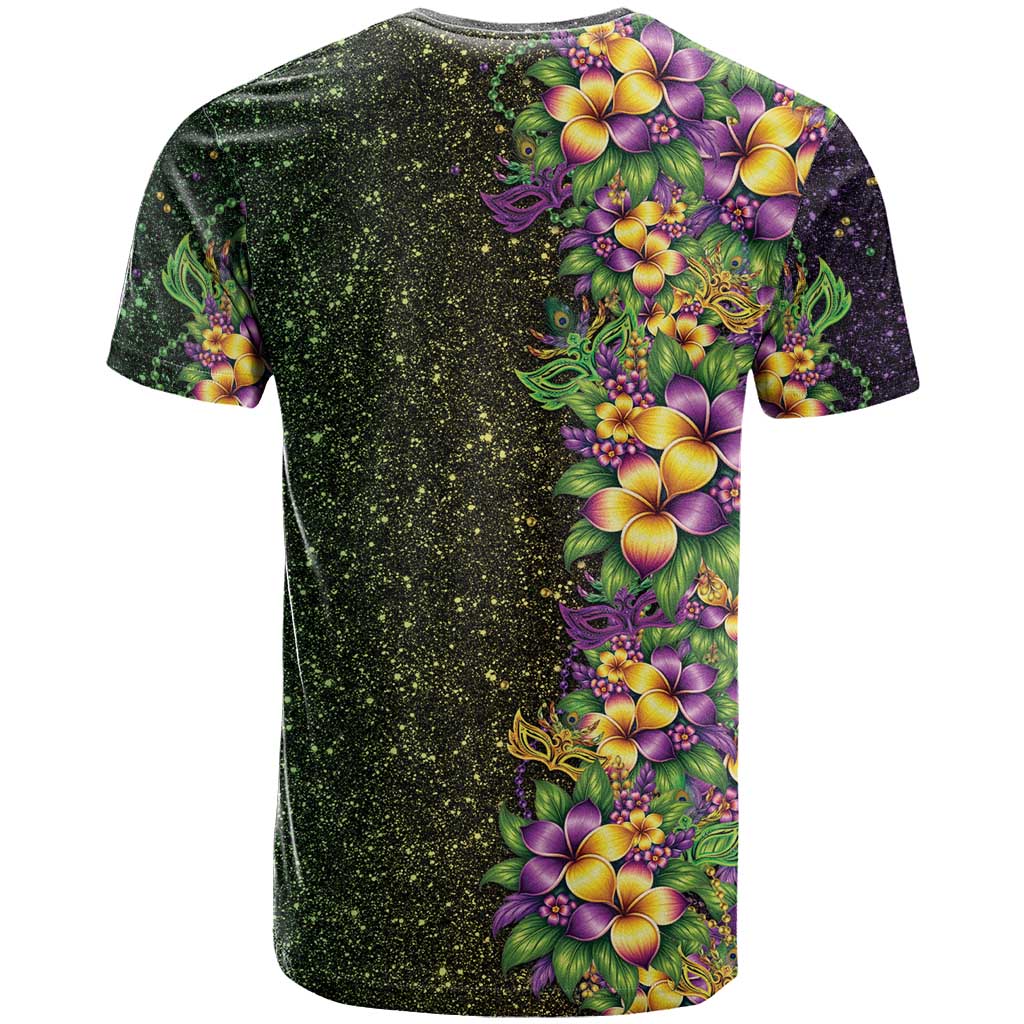 Hawaii Mardi Gras T Shirt Tropical Flowers Glitter Style